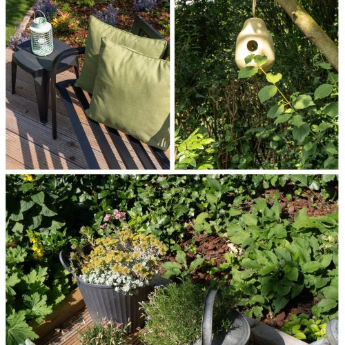 Tuin voor gasten van vakantiewoningen De Pastorie, Boven-Leeuwen, Land van Maas en Waal te Gelderland,